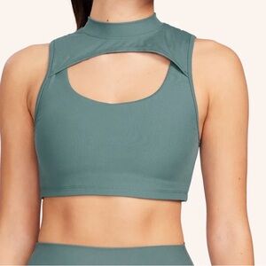 Peloton Cadent Ribbed Teal Cutout Top Medium
